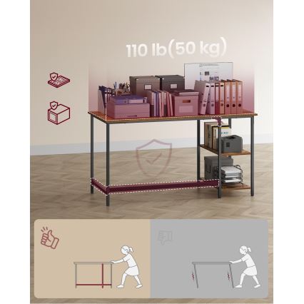 Bureau SOLEA 140x60 cm bruin/zwart