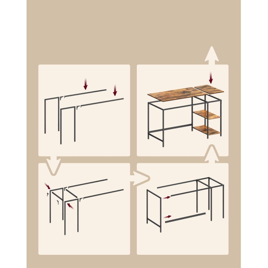 Bureau SOLEA 140x60 cm bruin/zwart