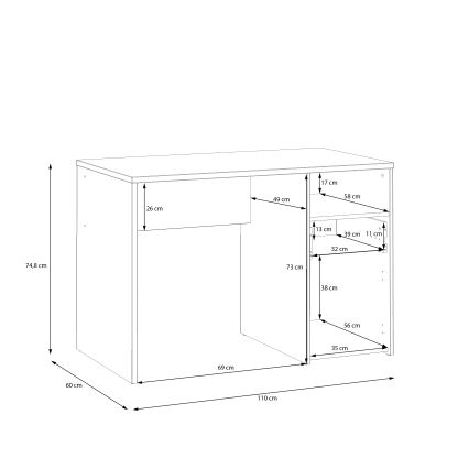 Bureau URO chêne artisan/blanc