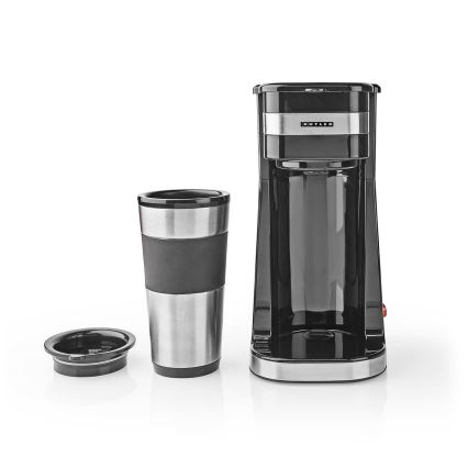 Butler - koffiezetapparaat voor één kopje 0,4 l met reisbeker 750W/230V roestvrij staal/zwart