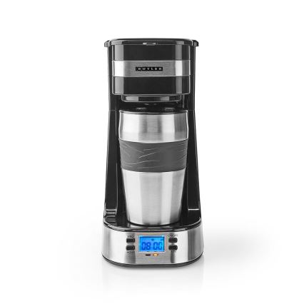 Butler - Machine à café pour une tasse 0,4 l avec minuterie et mug de voyage 750W/230V inox/noir