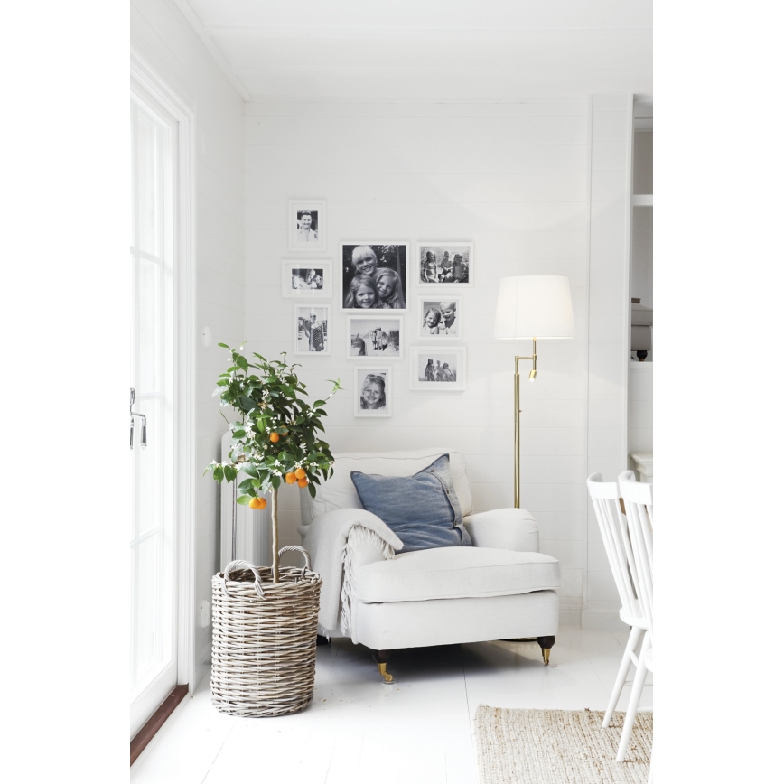 ByRydens - LED Vloerlamp ORLANDO 1xE27/5W/230V + LED/3W wit/goud Ø 36 cm