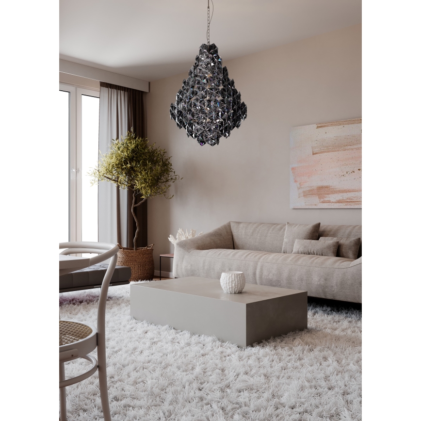 ByRydens - Suspension chaîne MONARQUE GRANDE 11xE14/5W/230V noir d. 58 cm