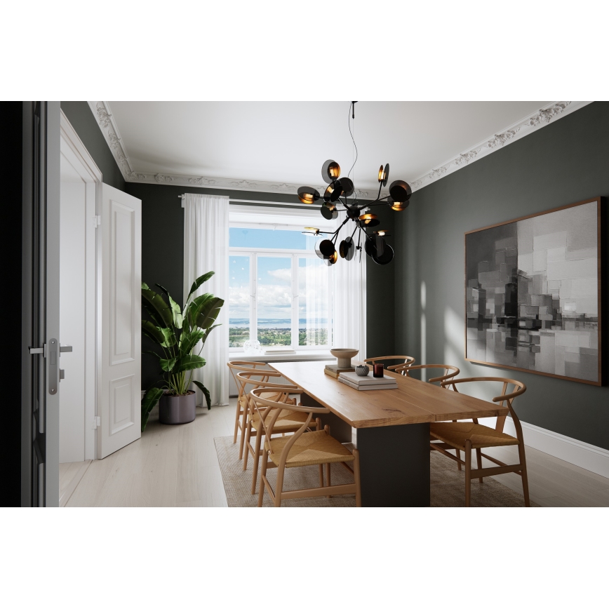 ByRydens - Suspension filaire TURNO 18xG9/4W/230V doré/noir d. 80 cm