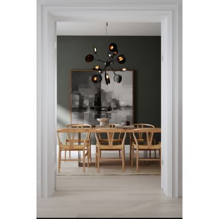 ByRydens - Suspension filaire TURNO 18xG9/4W/230V doré/noir d. 80 cm