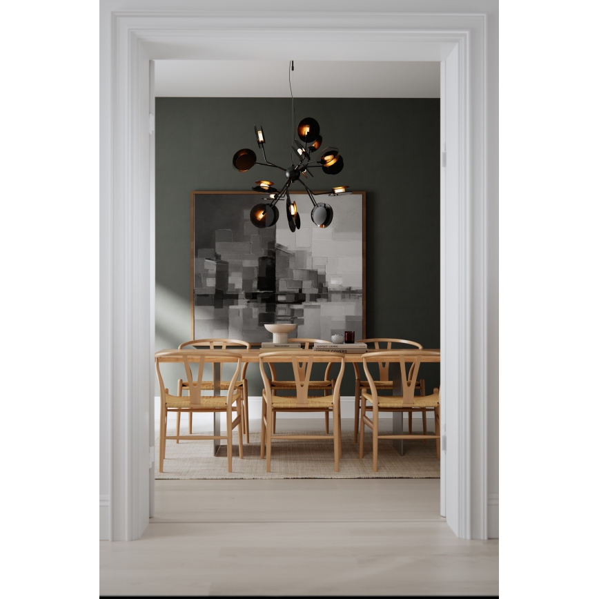 ByRydens - Suspension filaire TURNO 18xG9/4W/230V doré/noir d. 80 cm