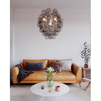 ByRydens - Hanglamp aan kabel DELUXE 4xE14/5W/230V grijs/rookglas