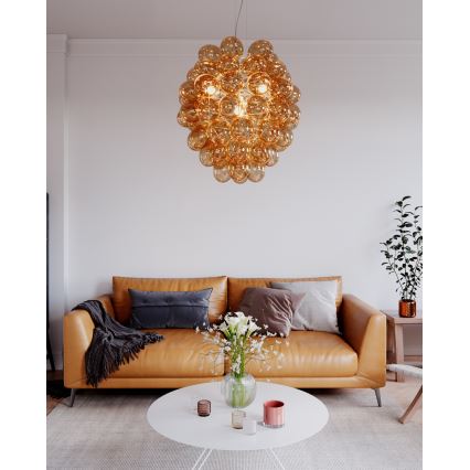 ByRydens - Suspension filaire DELUXE 4xE14/5W/230V fumé/marron d. 64 cm