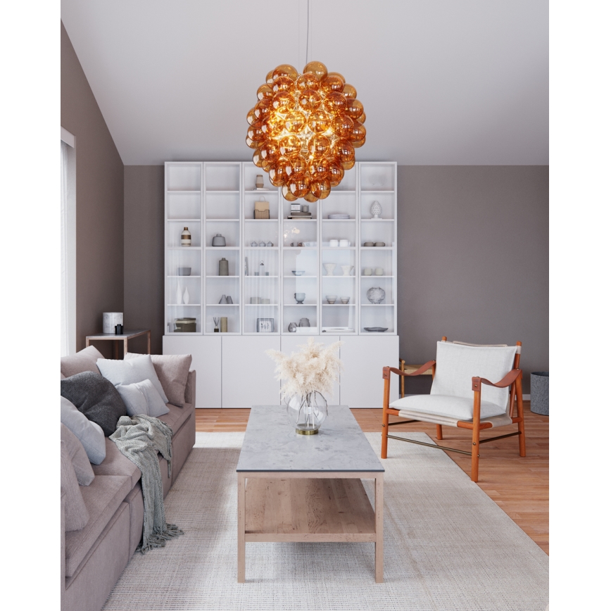 ByRydens - Suspension filaire DELUXE 4xE14/5W/230V fumé/marron d. 64 cm