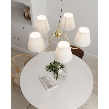 ByRydens - Suspension sur câble LYNF 5xE14/8W/230V laiton/blanc