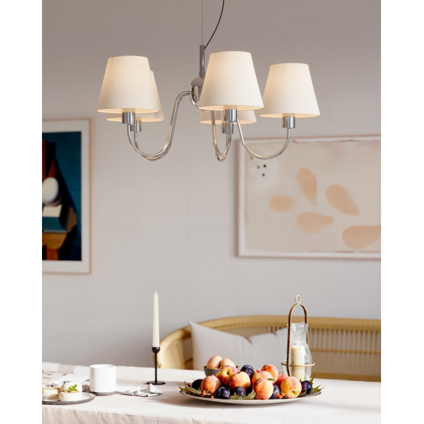 ByRydens - Pendellamp met kabel LYNF 5xE14/8W/230V glanzend chroom/wit