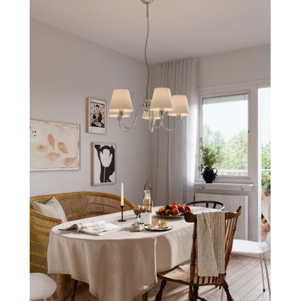 ByRydens - Pendellamp met kabel LYNF 5xE14/8W/230V glanzend chroom/wit