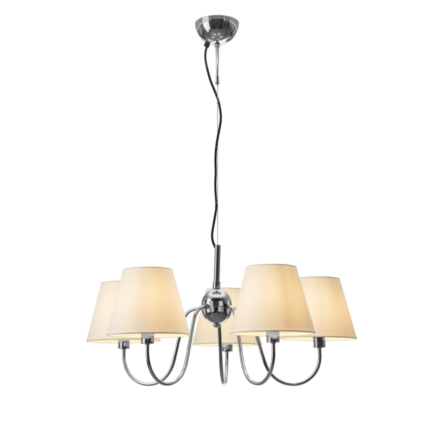 ByRydens - Pendellamp met kabel LYNF 5xE14/8W/230V glanzend chroom/wit