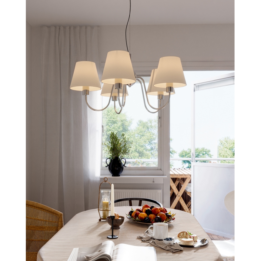 ByRydens - Suspension sur câble LYNF 5xE14/8W/230V chrome brillant/blanc