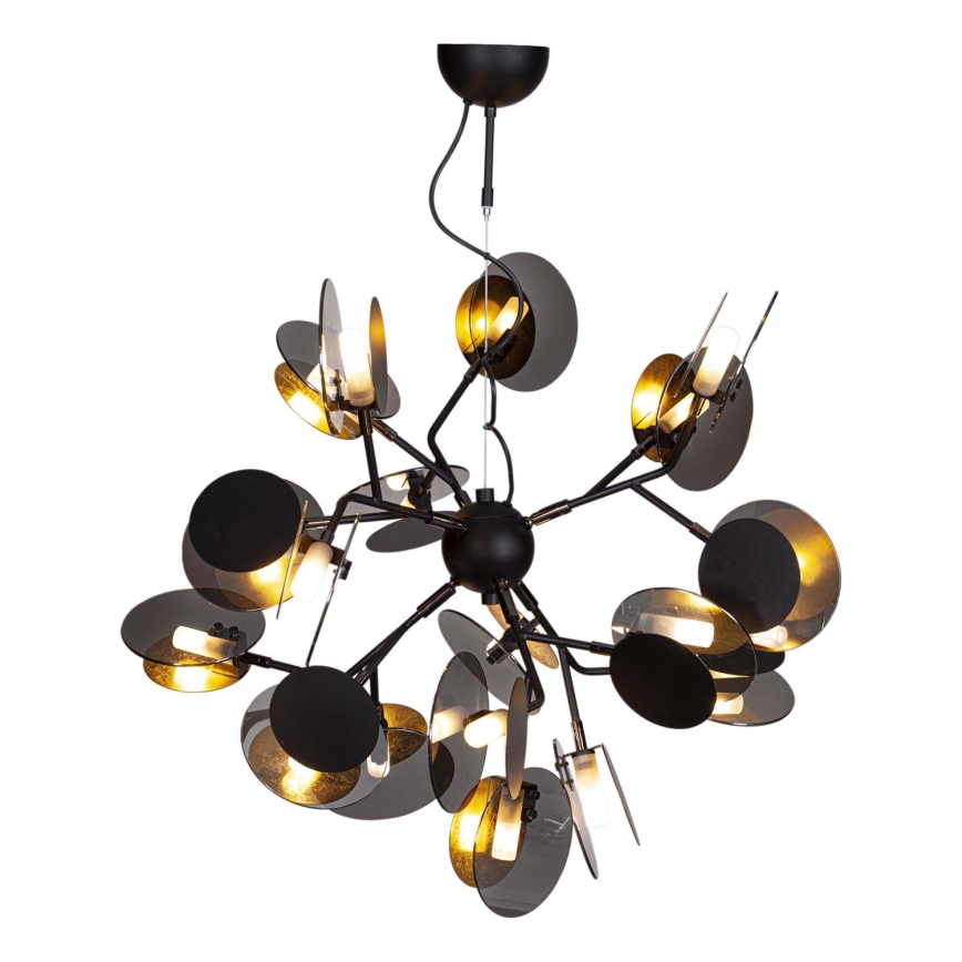 ByRydens - Hanglamp aan een koord TURNO 18xG9/4W/230V goud/zwart diameter 80 cm
