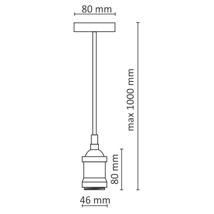 Câble d'alimentation 1xE27/20W/230V chrome brillant