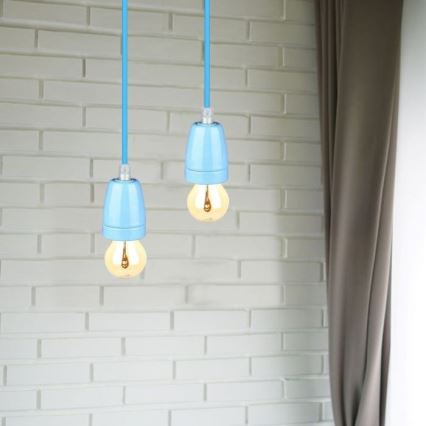 Câble d'alimentation 1xE27/60W/230V bleu/porcelaine