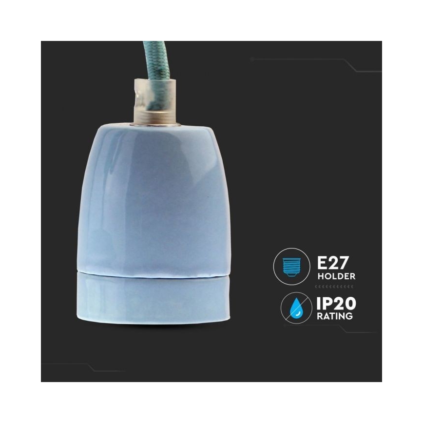 Câble d'alimentation 1xE27/60W/230V bleu/porcelaine