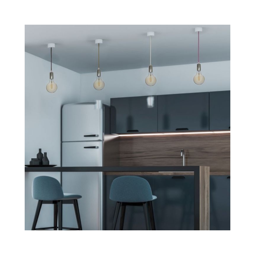 Câble d'alimentation 1xE27/60W/230V rose foncé/chrome brillant