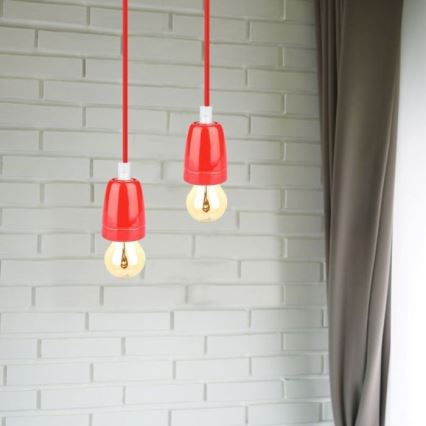 Câble d'alimentation 1xE27/60W/230V rouge/porcelaine