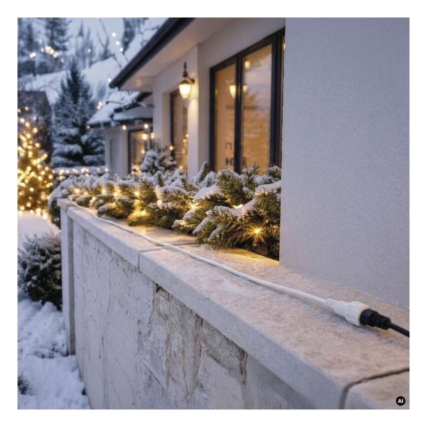 Câble d'extension extérieur 10 m IP44 pour guirlandes lumineuses raccordables, blanc