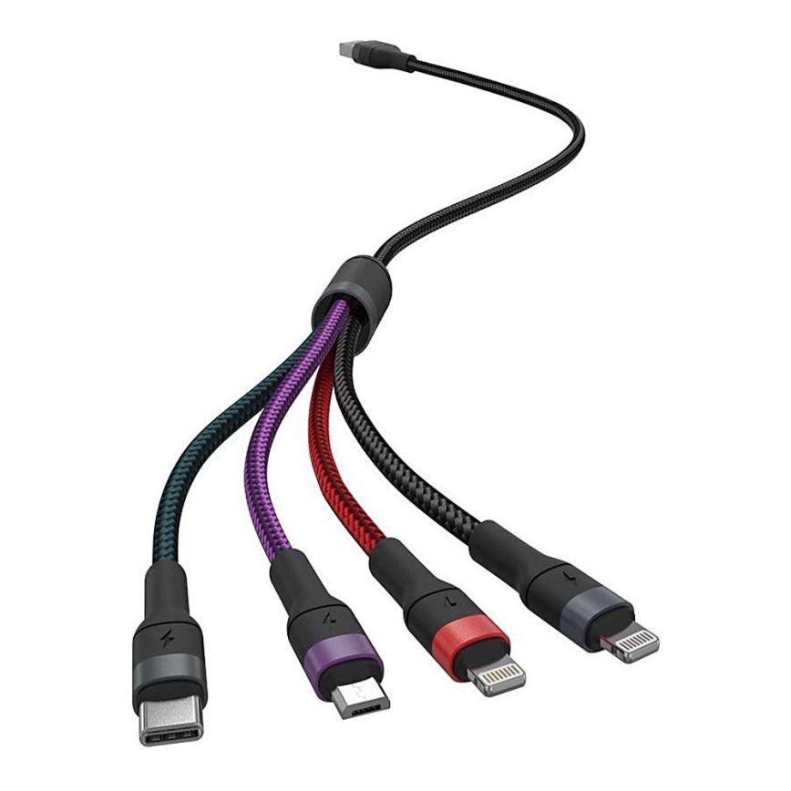 Câble USB  USB-A / USB Lightning / MicroUSB / USB-C 1,2m multicolore