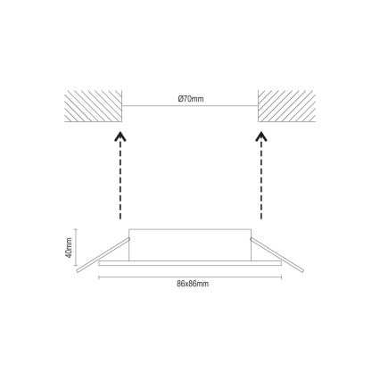 Cadre d'encastrement pour spot GU10 8,6x8,6 cm, noir