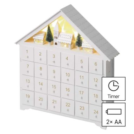 Calendrier de l'avent 8xLED/2xAA blanc