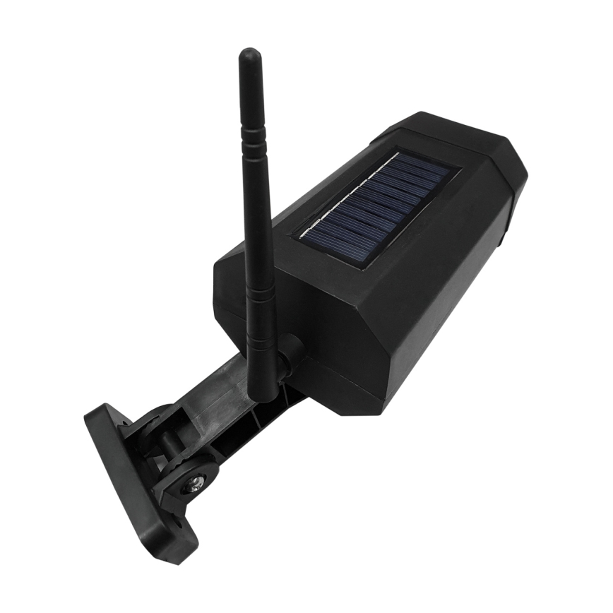 Caméra de sécurité factice solaire avec détecteur LED/3,7V 1200 mAh IP44 noir + Télécommande