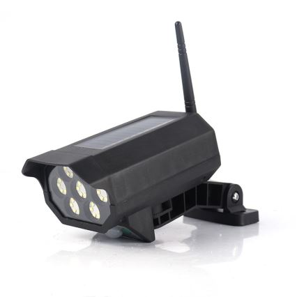 Caméra factice de surveillance LED avec capteur et panneau solaire LED/5W/5,5V 800 mAh IP65 + télécommande