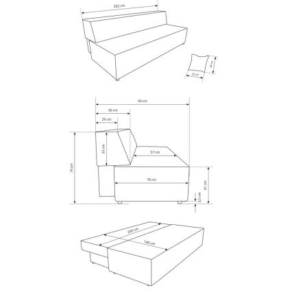Canapé convertible 3 places avec coffre de rangement TERAMO beige