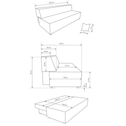 Canapé convertible 3 places avec coffre de rangement TERAMO beige