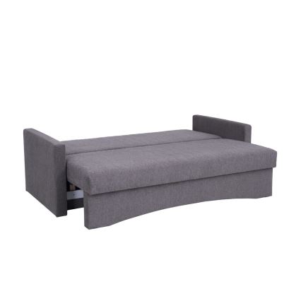 Canapé-lit rembourré 3 places PAUL, convertible pour couchage quotidien avec accoudoirs, gris