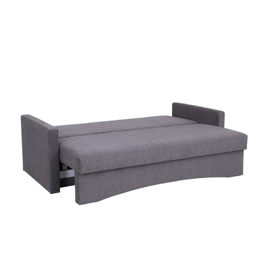 Canapé-lit rembourré 3 places PAUL, convertible pour couchage quotidien avec accoudoirs, gris