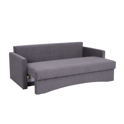 Canapé-lit rembourré 3 places PAUL, convertible pour couchage quotidien avec accoudoirs, gris