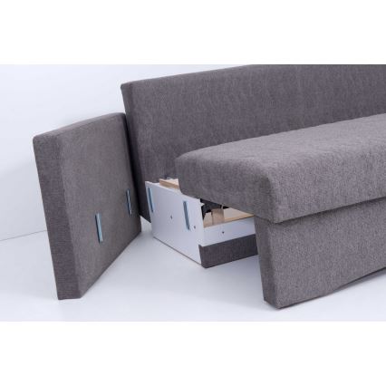Canapé-lit rembourré 3 places PAUL, convertible pour couchage quotidien avec accoudoirs, gris