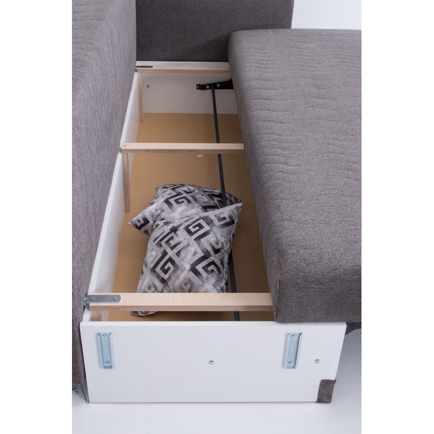 Canapé-lit rembourré 3 places PAUL, convertible pour couchage quotidien avec accoudoirs, gris