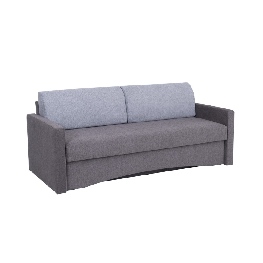 Canapé-lit rembourré 3 places PAUL, convertible pour couchage quotidien avec accoudoirs, gris