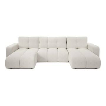 Canapé convertible rembourré en U ALMADA beige avec coffre de rangement