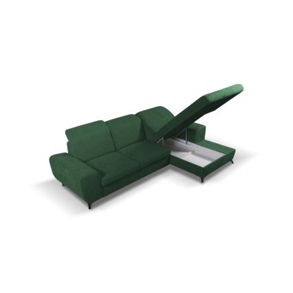Canapé d'angle convertible rembourré avec rangement en L ALTA droit vert