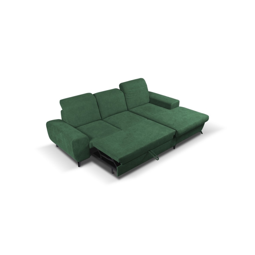 Canapé d'angle convertible rembourré avec rangement en L ALTA droit vert