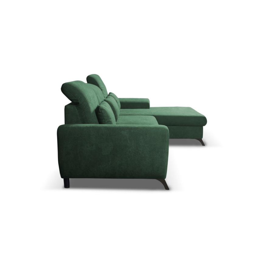 Canapé d'angle convertible rembourré avec rangement en L ALTA droit vert