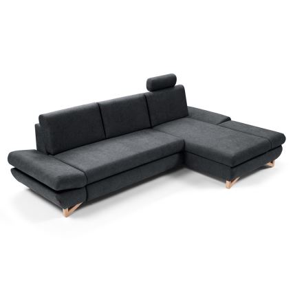 Canapé d'angle convertible rembourré avec rangement en L AVESTA, version droite, anthracite