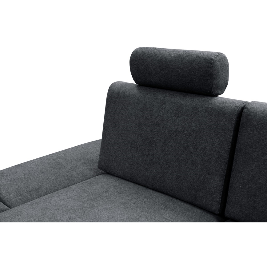 Canapé d'angle convertible rembourré avec rangement en L AVESTA gauche anthracite