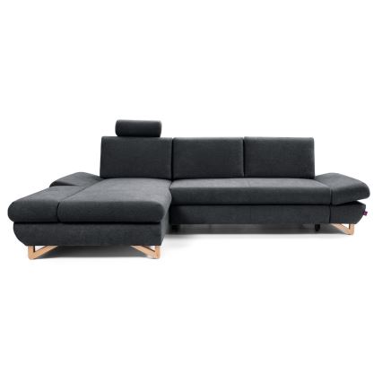 Canapé d'angle convertible rembourré avec rangement en L AVESTA gauche anthracite