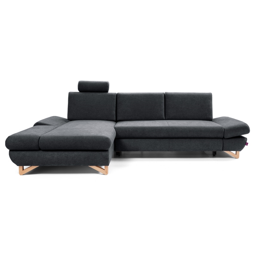 Canapé d'angle convertible rembourré avec rangement en L AVESTA gauche anthracite