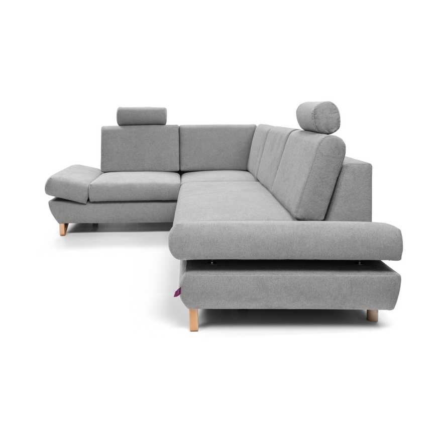 Canapé d'angle convertible rembourré avec rangement en L AVESTA gauche gris