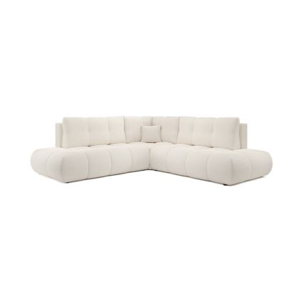 Canapé d'angle convertible rembourré ALMADA en L avec coffre de rangement, angle gauche, beige