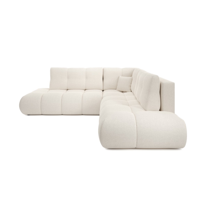 Canapé d'angle convertible rembourré ALMADA en L avec coffre de rangement, angle gauche, beige
