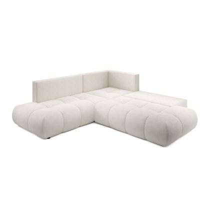 Canapé d'angle convertible en L ALMADA, angle droit, beige, avec coffre de rangement